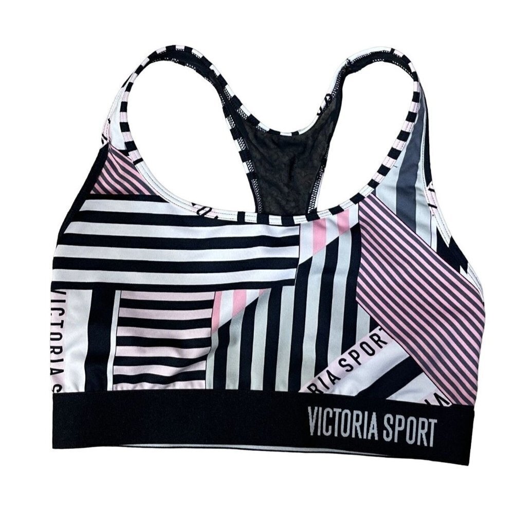 Victoria's Secret Victoria Sport Racerback Sport Bra Black Pink Size S Small - Picture 1 of 5
